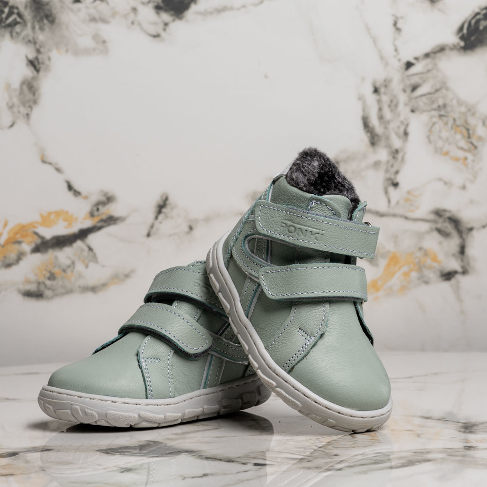 Бебешки боти за момиче PONKI BAREFOOT LEO GREEN №20-25