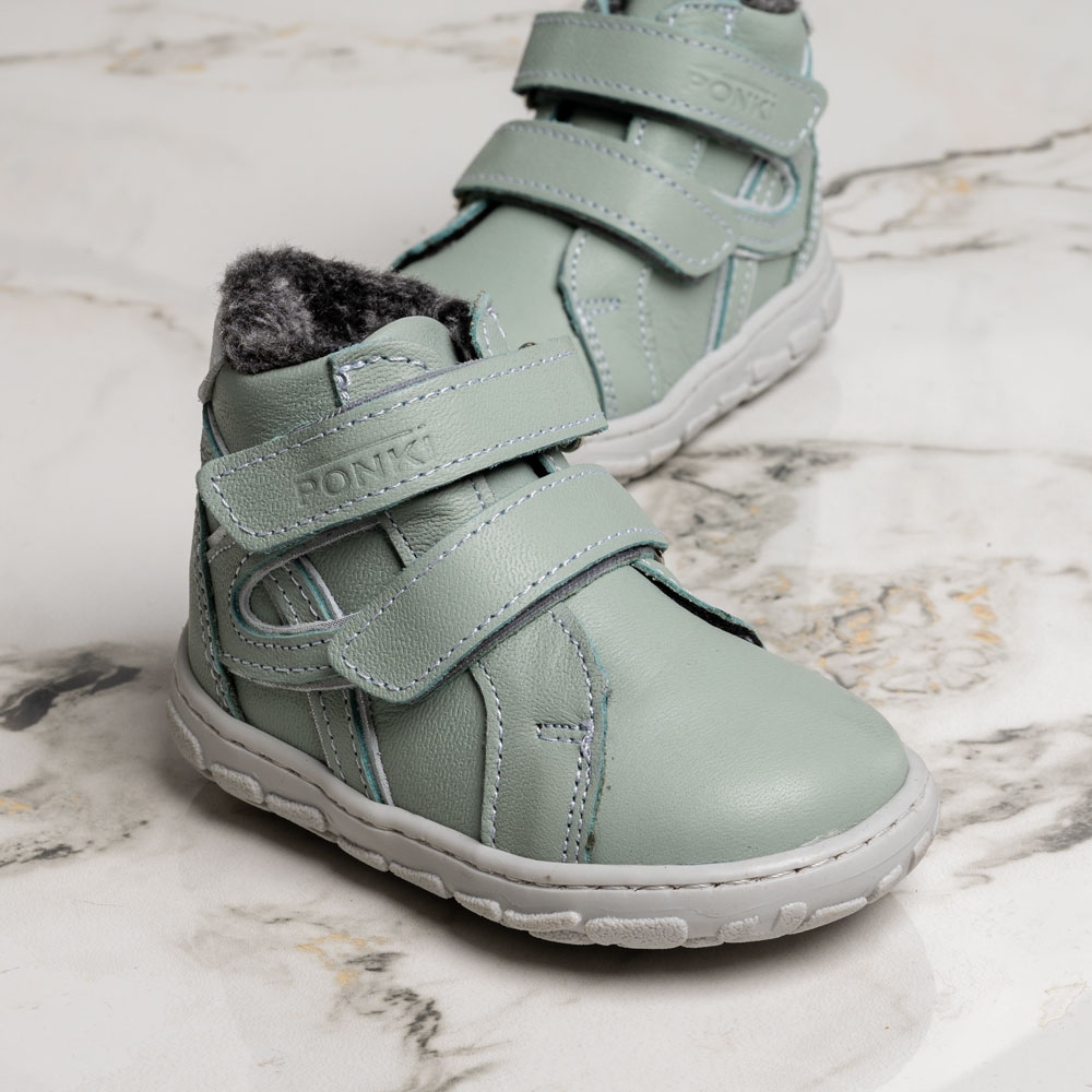 Бебешки боти за момиче PONKI BAREFOOT LEO GREEN №20-25