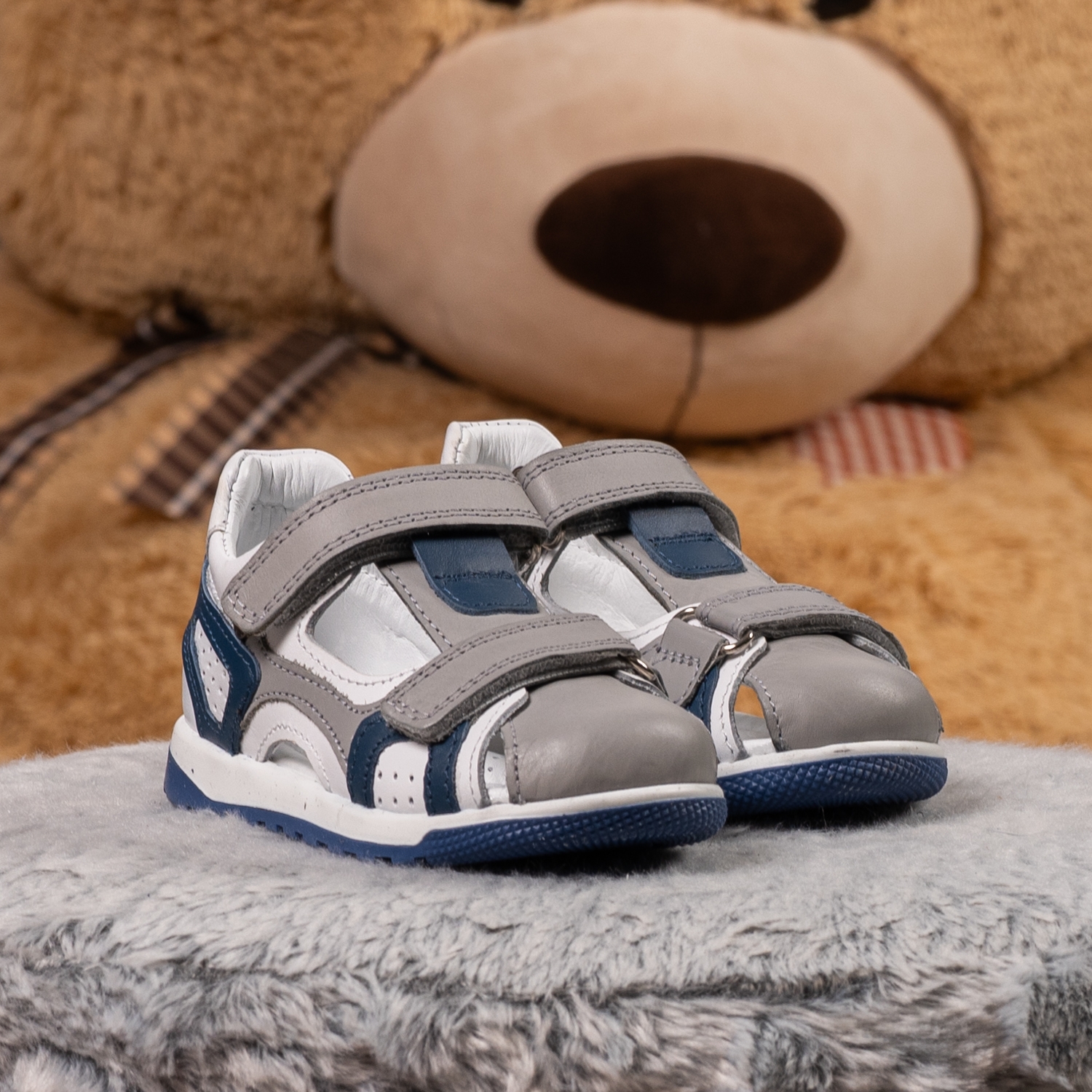 Бебешки сандали PONKI Stone Grey №21-25