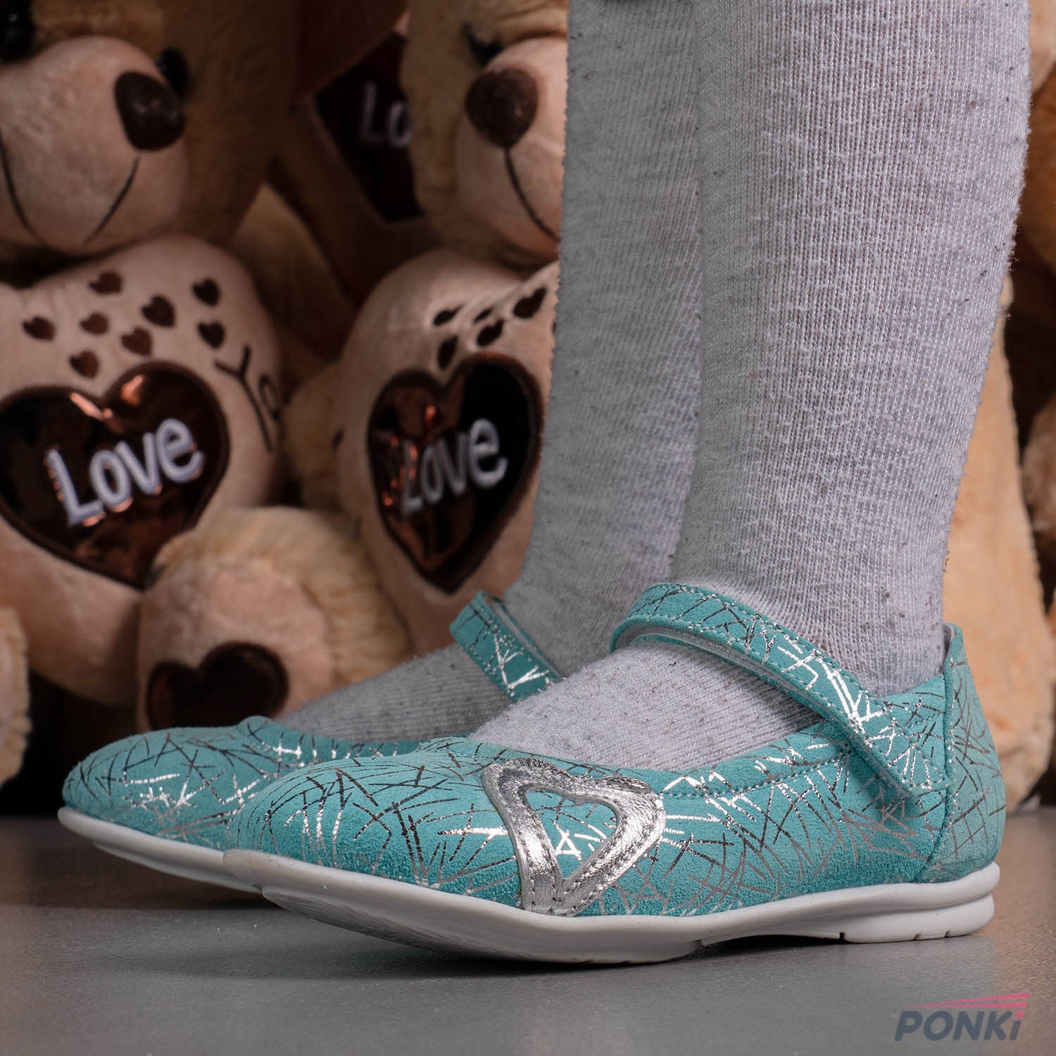 Детски Балеринки PONKI LOVE GREEN №31-36