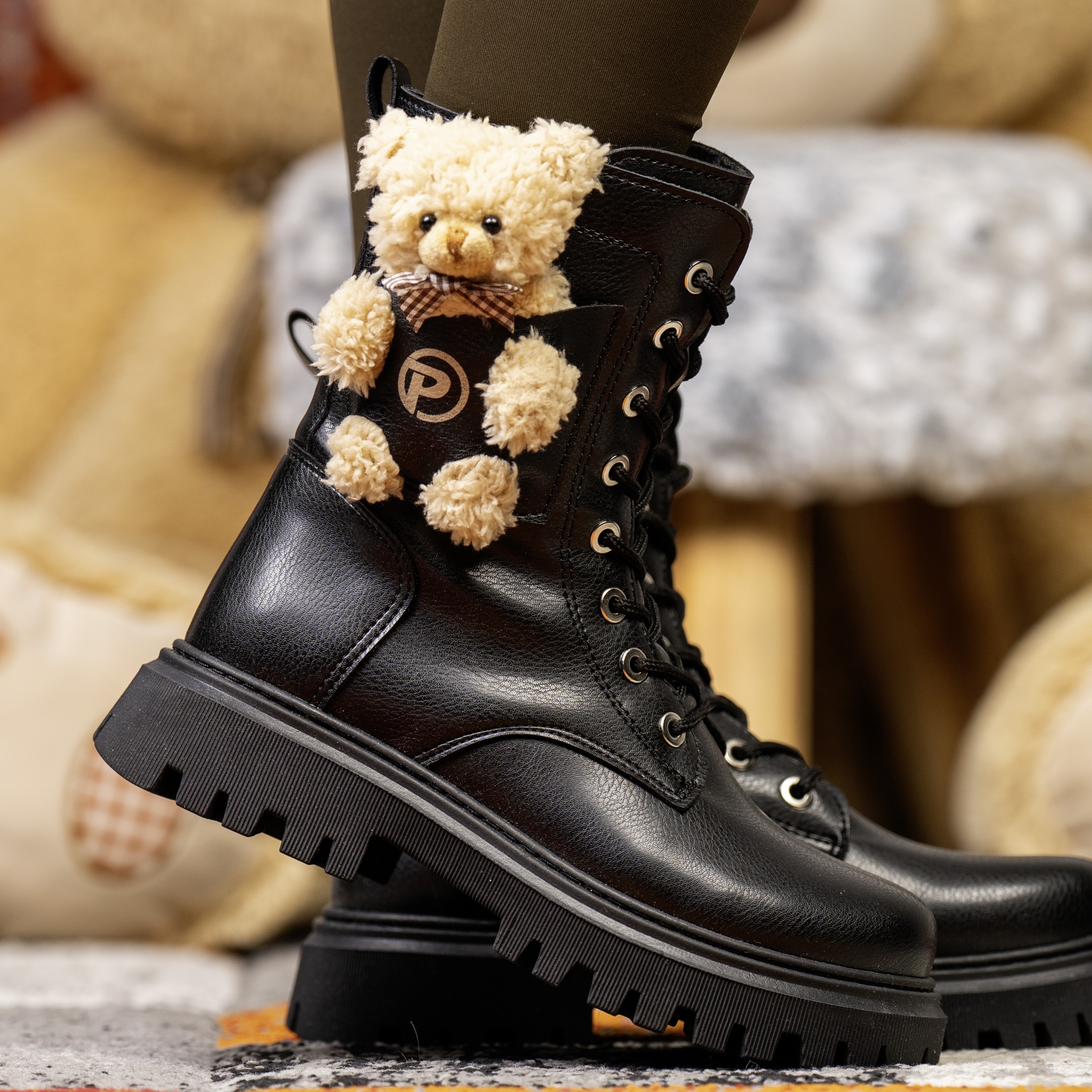 Детски ботуши PONKI Teddy Black №31-36