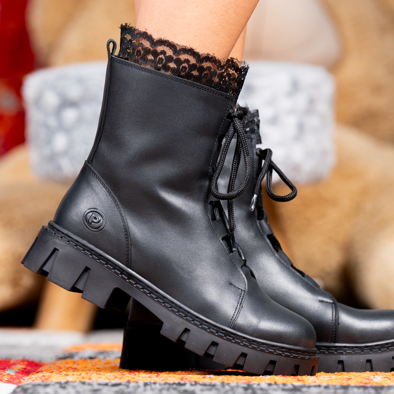 Детски елегантни кубинки PONKI JULIET BLACK №31-36