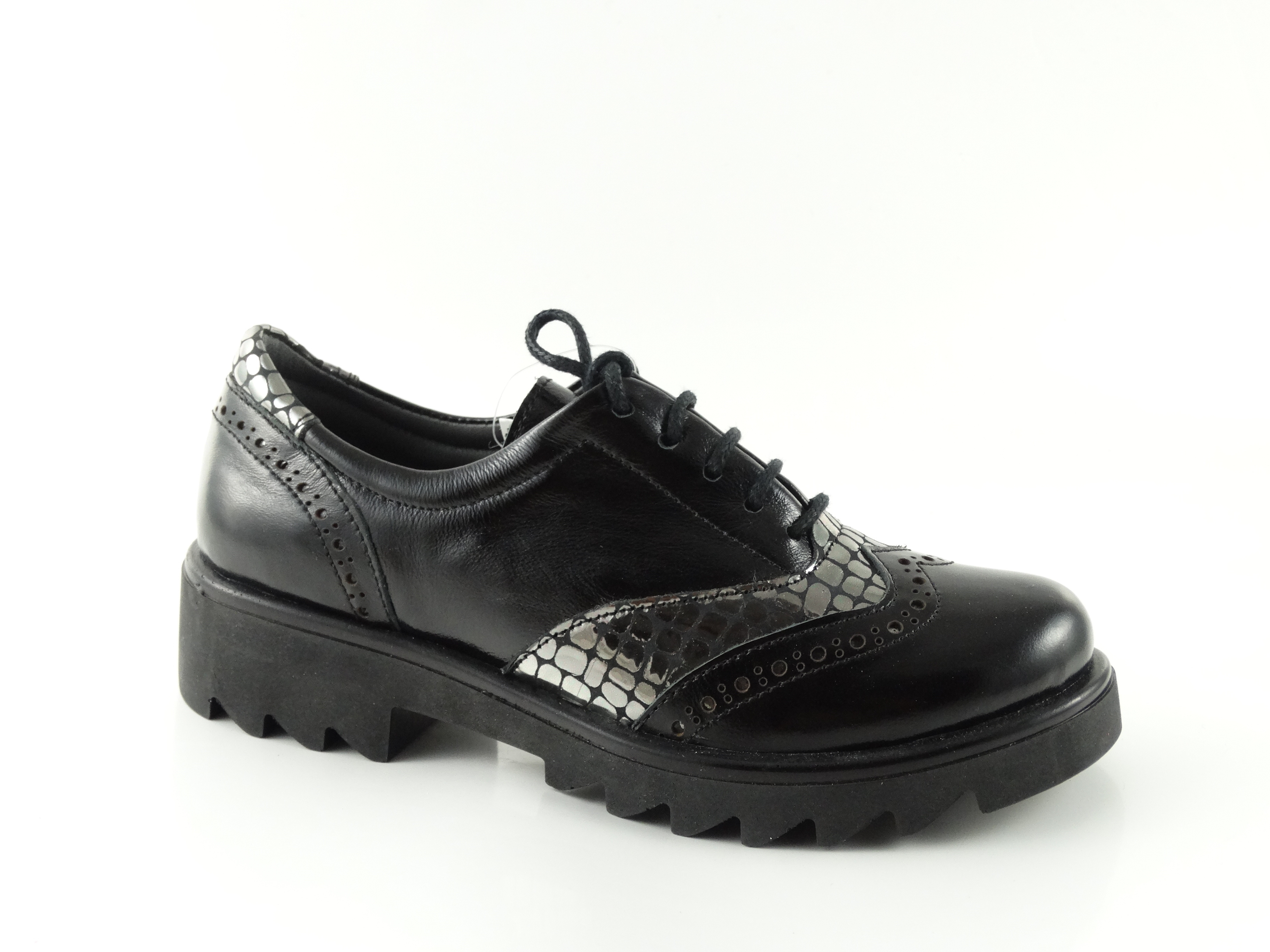 Детски официални обувки PONKI Oxford RK Black-Crocco №31-36